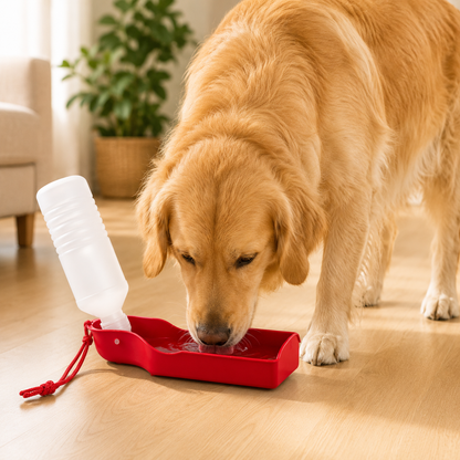 Dog Water Bottle 500ML Foldable Dog Water Dispneser BPA Free - Red