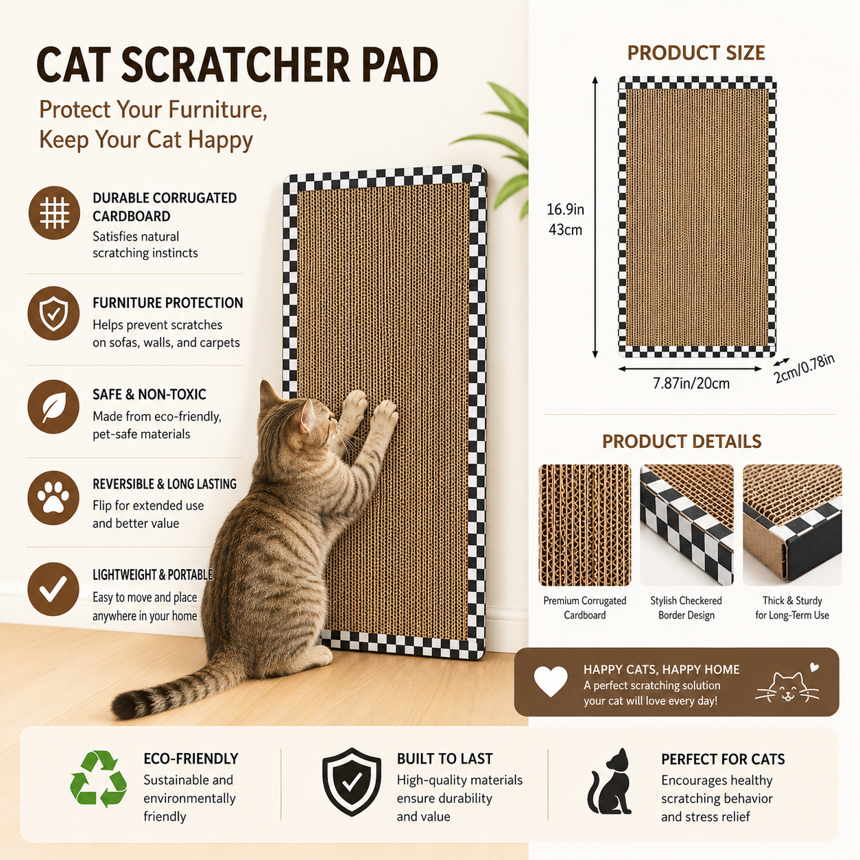 Premium Reversible Scratch Pad for Cats