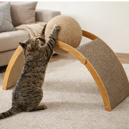 Cat Scratch Board with Rotating Sisal Ball Pet Toy