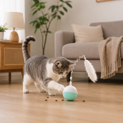 Motion Sensor Interactive Cat Ball Toys with Food Dispenser