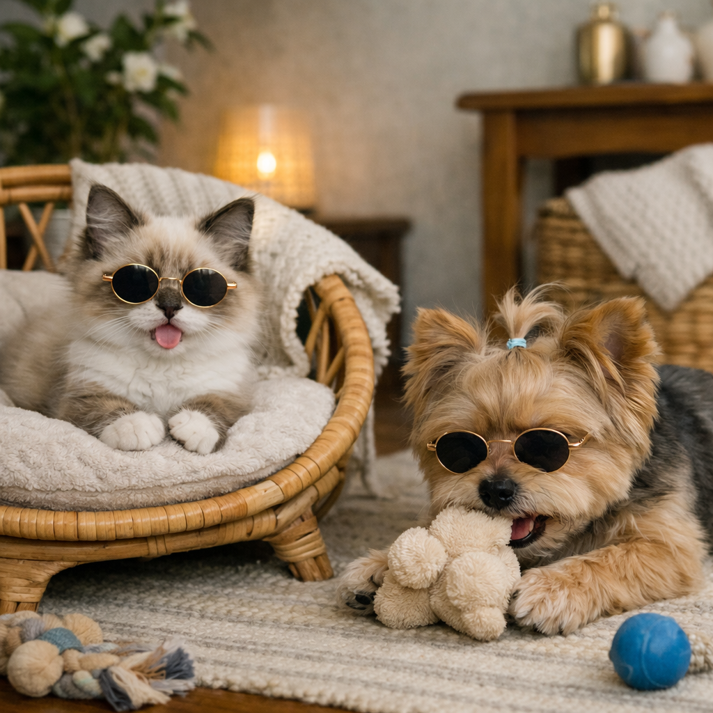 Pet Dog Cat Sunglasses,Photo Props Toys,Pet Clothing. - White