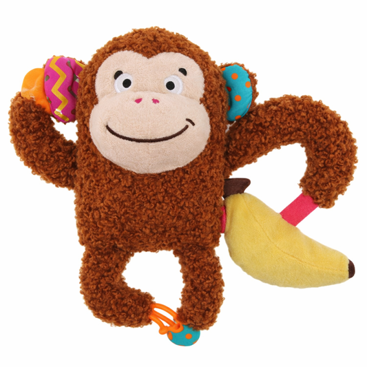 Monkey Plush Friends with Squeaker & Crinkle Paper