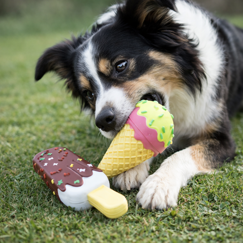 Dog Squeaky Toy Gift Box,2 pcs. Ice Cream Bar Popsicle