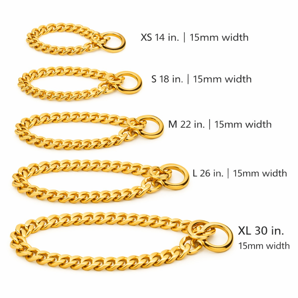 Dog Collar Plated Gold Stainless Steel Cuban Curb Link Chain