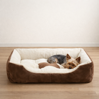 Reversible Rectangle Pet Bed Dog Bed with Bone Pillow