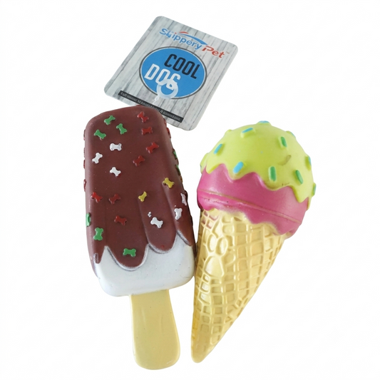 Dog Squeaky Toy Gift Box,2 pcs. Ice Cream Bar Popsicle