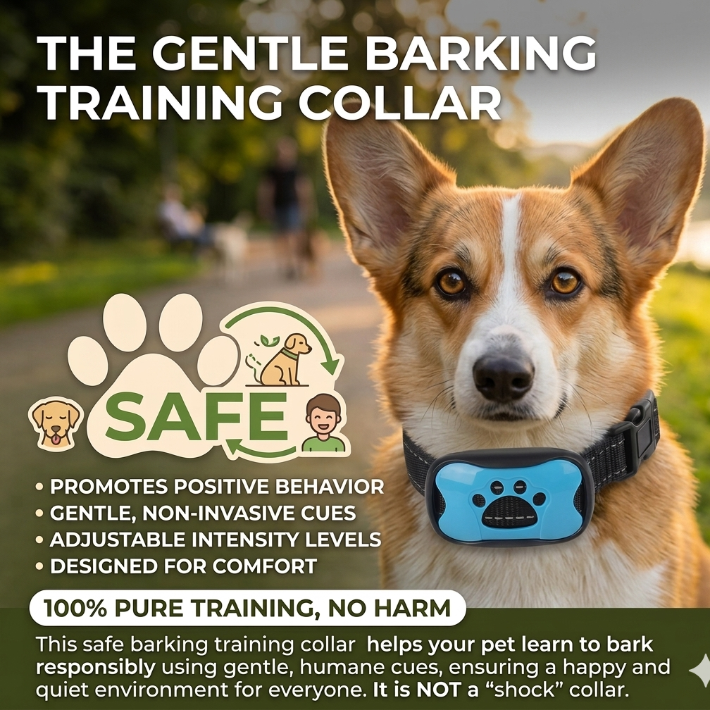Humane Automatic USB Rechargeable Training Dog Barking Collar - Blue