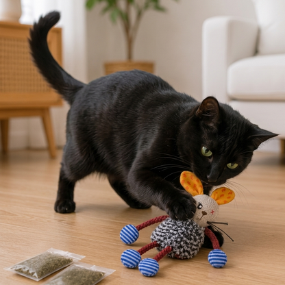 Refillable Catnip Scratch Cat Toy with 3 Catnip Bags