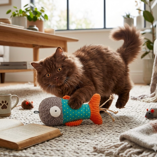 Catch and Scratch Pet Plush Cat Toy with Natural Catnip