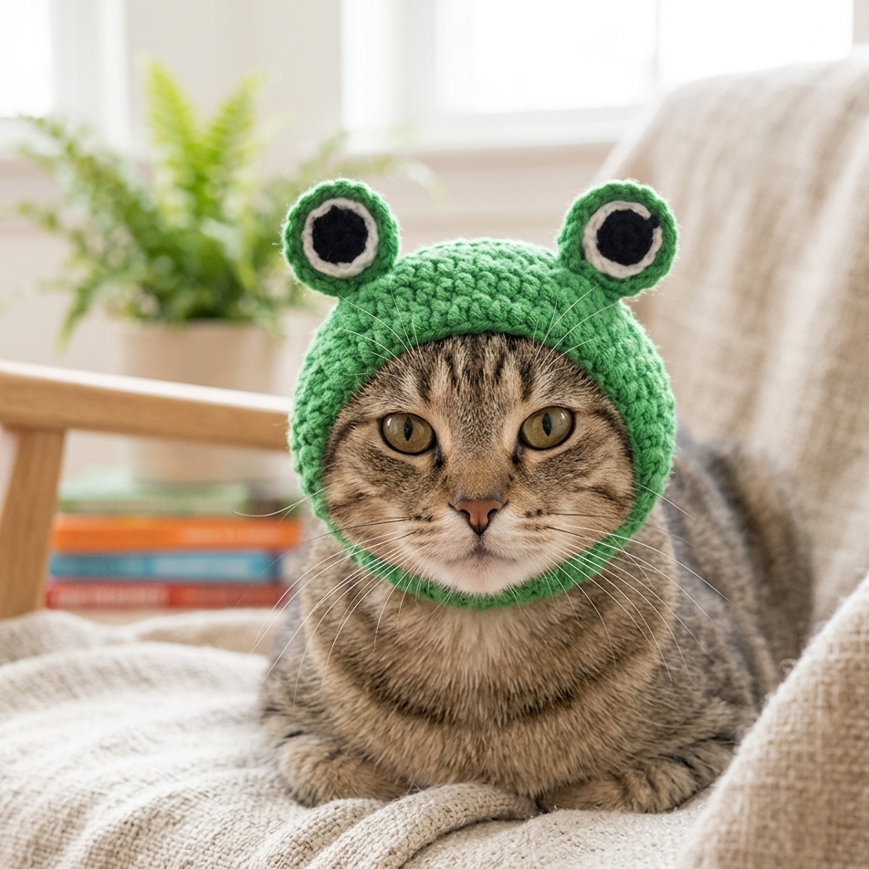 Pet Funny Hat Cute Novelty Frog Beanie Shape - Pet Cap