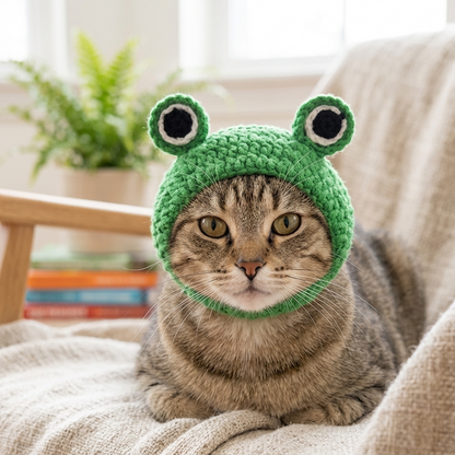 Pet Funny Hat Cute Novelty Frog Beanie Shape - Pet Cap