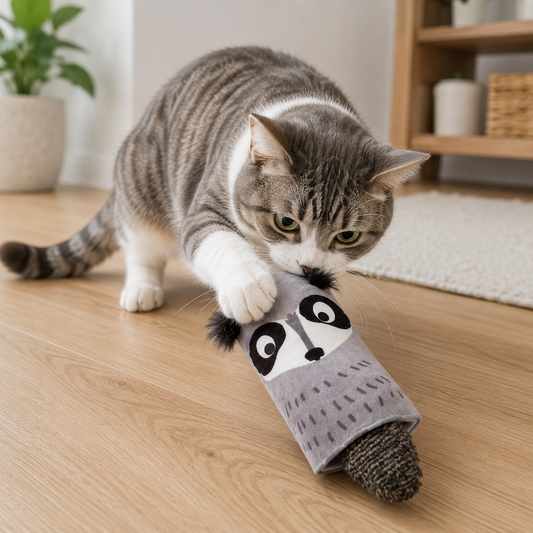 Melody Tube Melody Chaser Racoon w/ Sound Chip Cat Toy