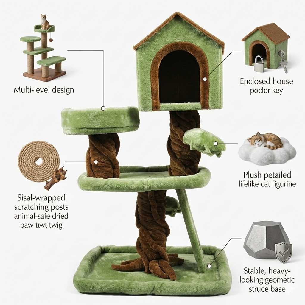 Multi-level Cat Tree House Scratcher LZ0142