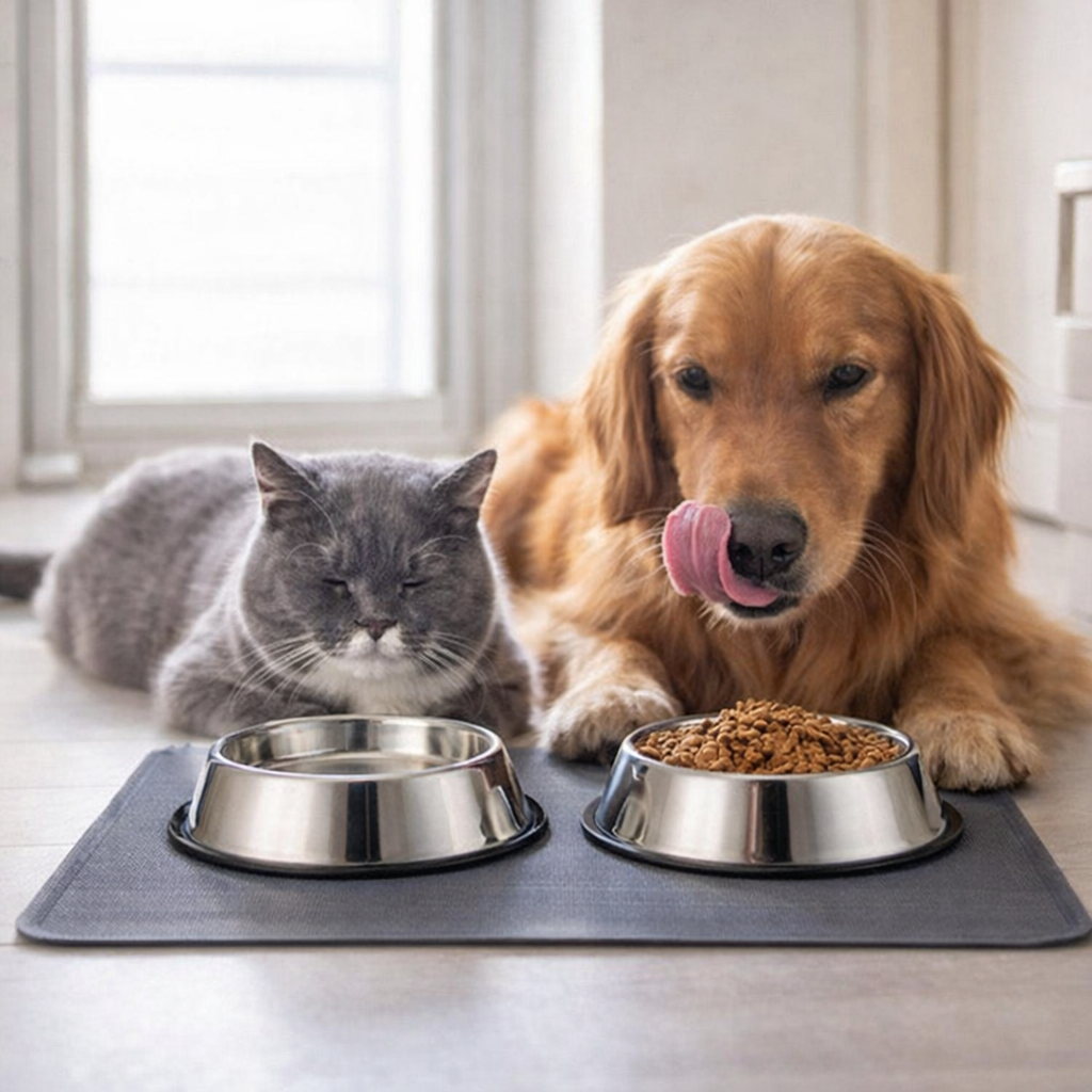 Stainless Steel Dog Bowl with Rubber Base Cat Pet Bowl