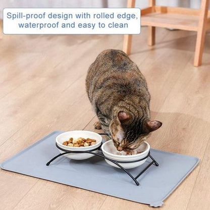 Spill-proof Cat Dog Pet Food Bowl Mat Anti Slip and Stainless