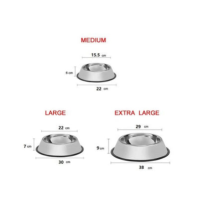 Stainless Steel Dog Bowl with Rubber Base Cat Pet Bowl