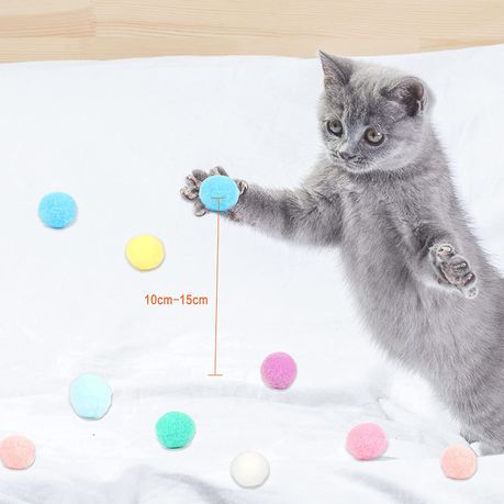 20 Piece Soft Cats Toys Balls 3cm Cat Pompoms Ball Random Colour