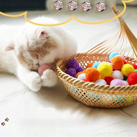 20 Piece Soft Cats Toys Balls 3cm Cat Pompoms Ball Random Colour