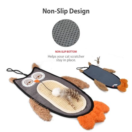 Interactive Cat Toy Owl Scratcher with Sisal Belly and Catnip