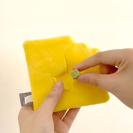 Treat Dispensing Cheese Dog Pet Plush Toy Soft and Interactive