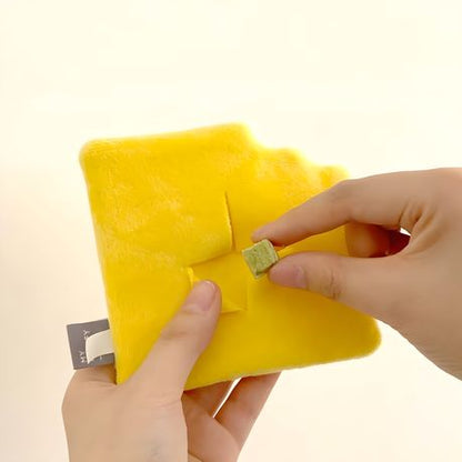Treat Dispensing Cheese Dog Pet Plush Toy Soft and Interactive