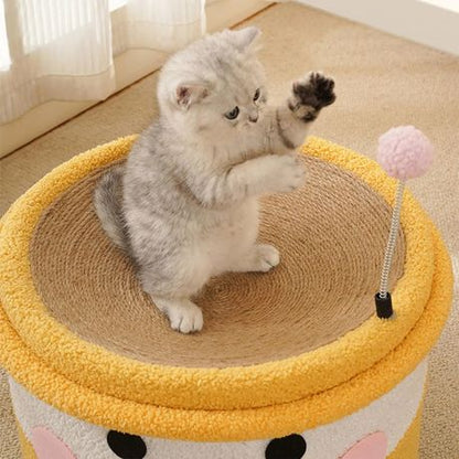 Cat Pet House and Scratch Pad Bowl Interactive Fleece Ball Toy
