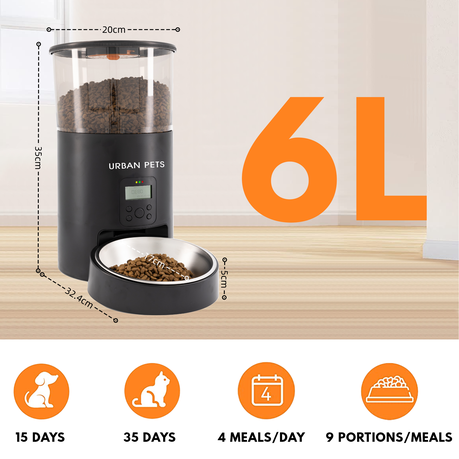 Automatic Cat Feeder 6L Easy to Clean Timed Pet Food Dispenser