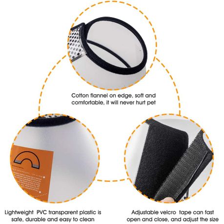 Dog Cone Recovery Collar, Adjustable Protective Collars for Pet Dog & Cat - Transparent