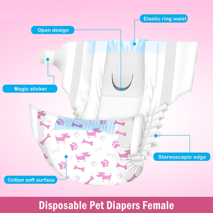 Disposable Female Dog Diapers - 10 Pieces