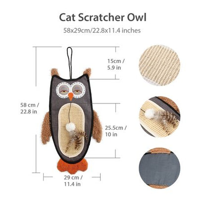 Interactive Cat Toy Owl Scratcher with Sisal Belly and Catnip
