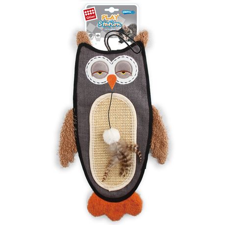 Interactive Cat Toy Owl Scratcher with Sisal Belly and Catnip