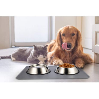 Stainless Steel Dog Bowl with Rubber Base Cat Pet Bowl