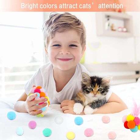 20 Piece Soft Cats Toys Balls 3cm Cat Pompoms Ball Random Colour