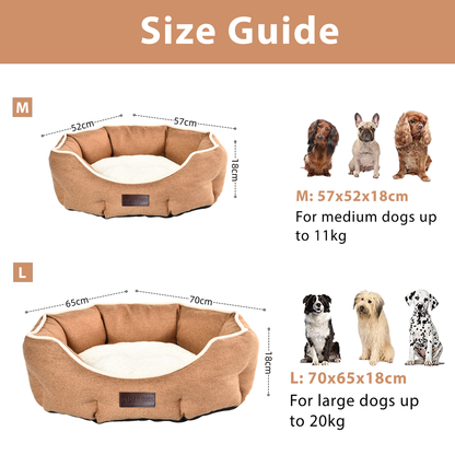 Round Washable Dog & Cat Bed with Removable Cushion