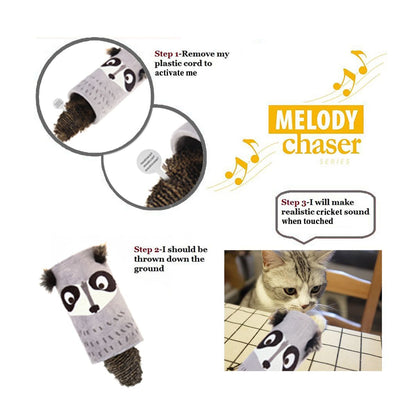 Melody Tube Melody Chaser Racoon w/ Sound Chip Cat Toy