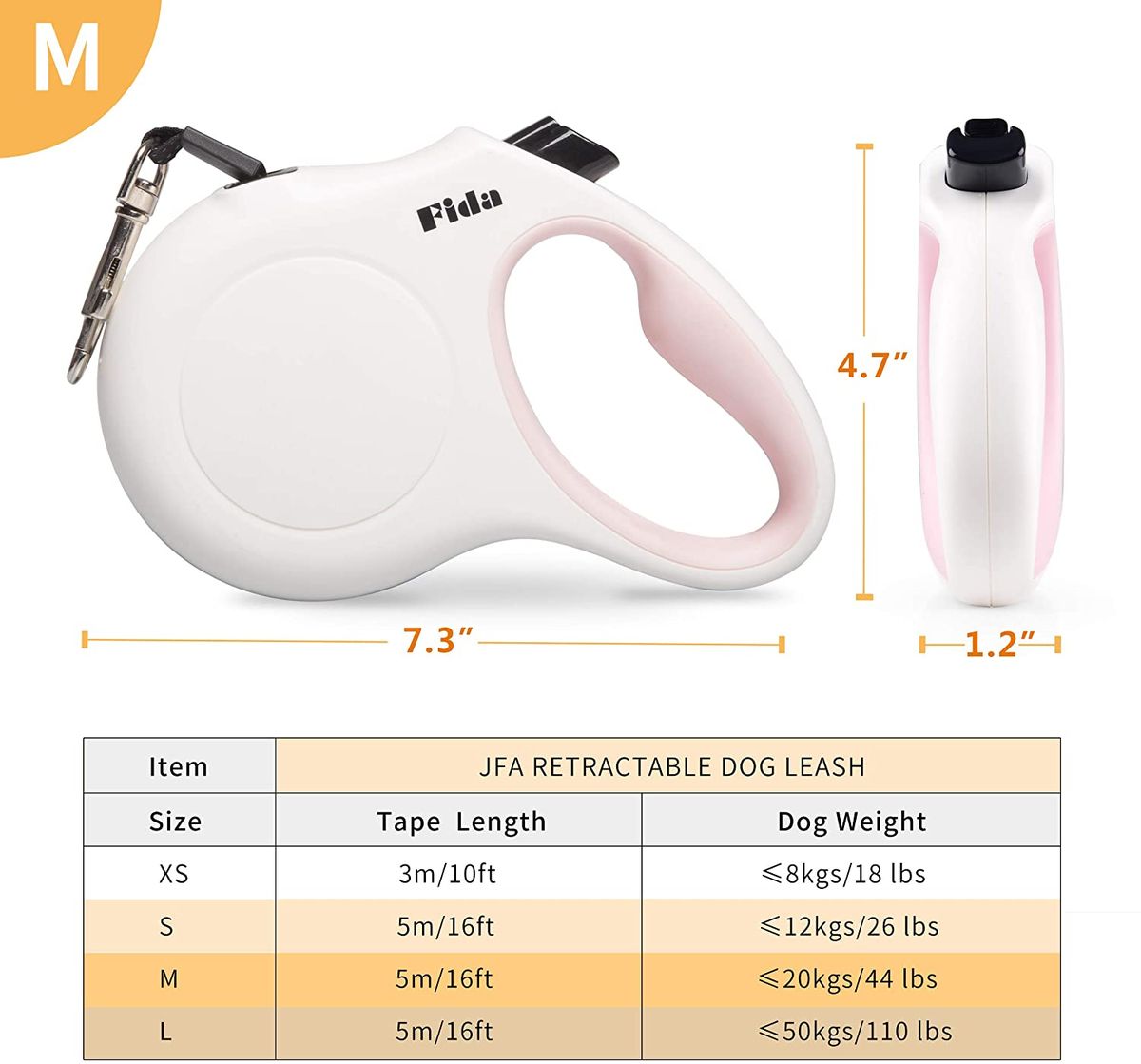 FIDA JFA Heavy Duty Retractable Dog Leash