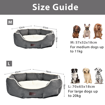 Round Washable Dog & Cat Bed with Removable Cushion
