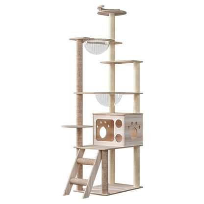 Wooden cat tree with space domes sisal columns and cat house M8 - buy online Urban Pets South Africa