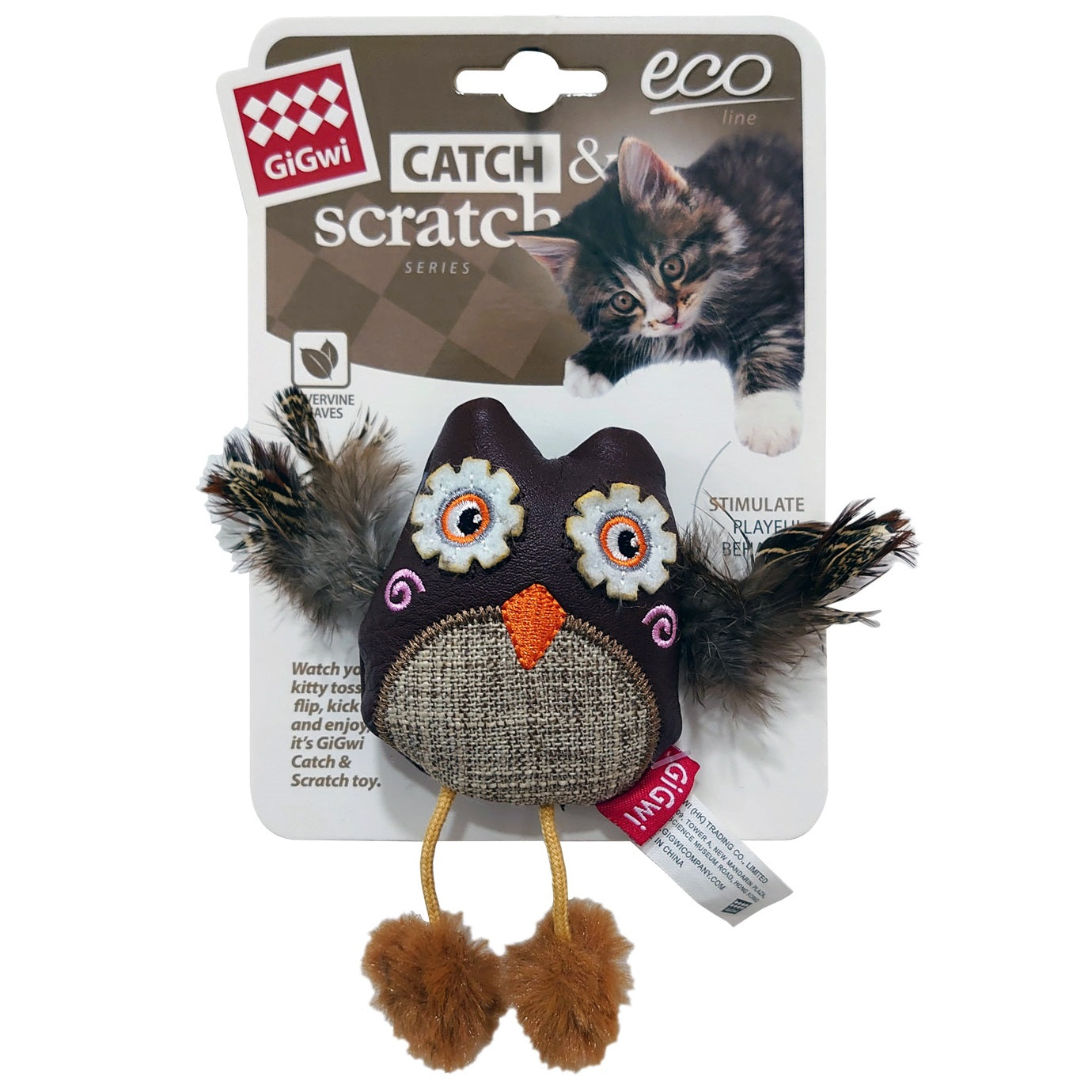 Catch and Scratch Silvervine Cat Plush and Feather Toy