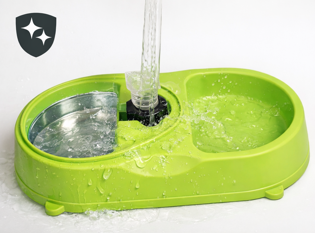 Double Dog Cat Bowls, Feeder with Automatic Water Bottle
