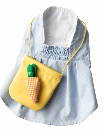 Kawaii Bear Dress for Dogs - Gray Peter Pan Collar with Yellow Bear Bag